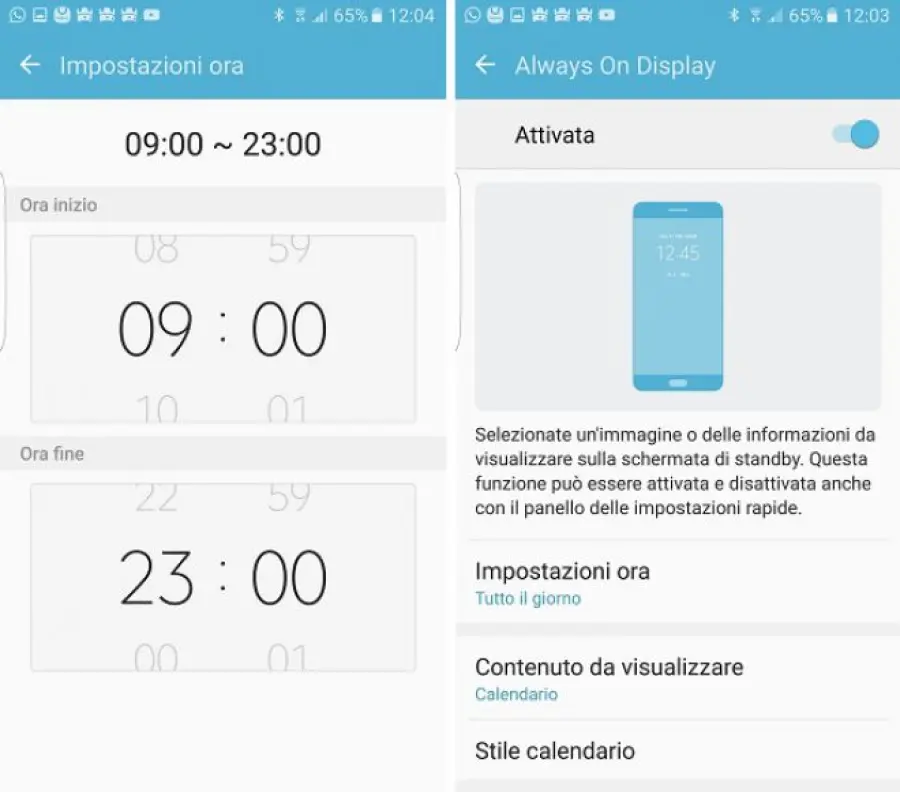 Galaxy S7 e S7 Edge la funzione always-on introduce nuove impostazioni orarie