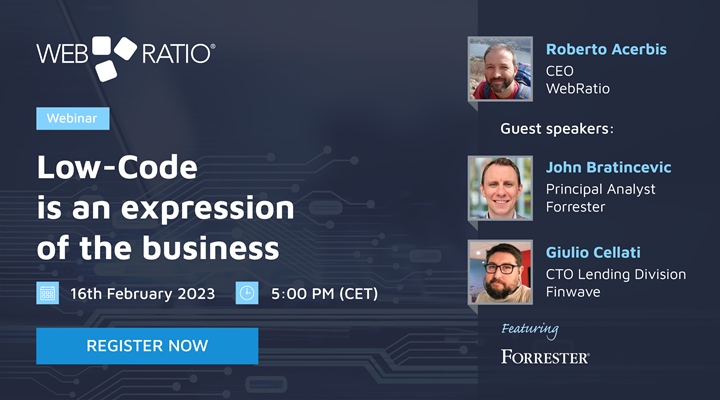 "Low-Code is an expression of the business": aprono le iscrizioni per il webinar pensato per semplificare la trasformazione digitale in azienda